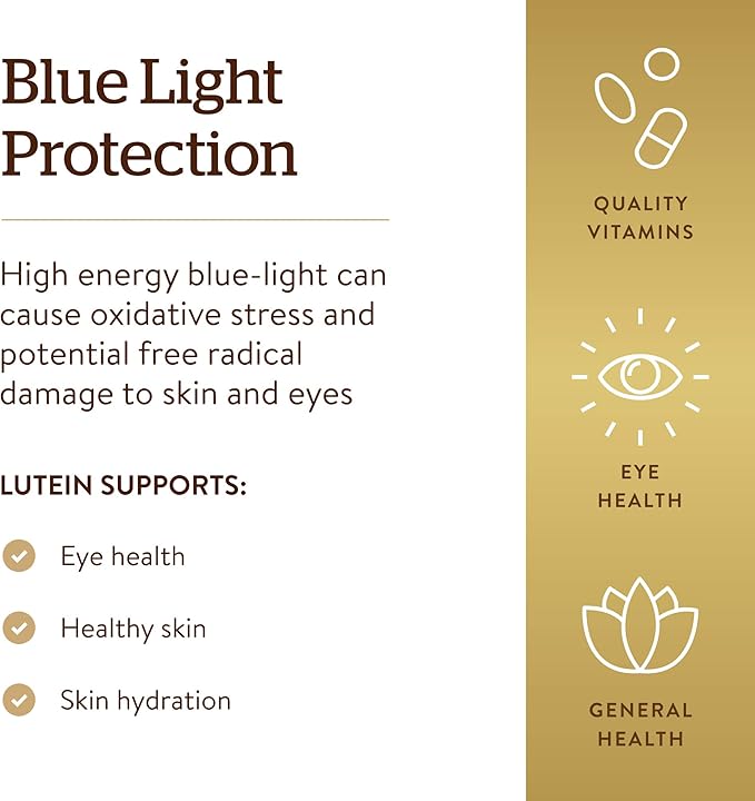 Solgar Lutein 20 mg, 60 Softgels - Supports Eye Health - Helps Filter Out Blue-Light - Contains FloraGLO Lutein - Non-GMO, Gluten Free, Dairy Free - 60 Servings