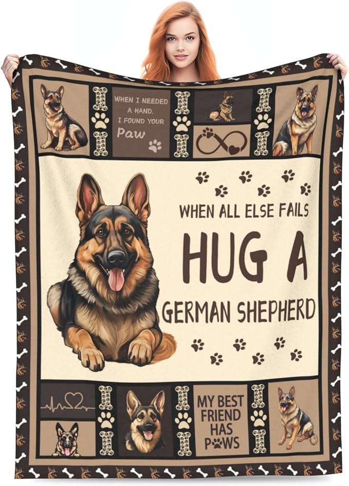 German Shepherd Blanket German Shepard Throw Blanket Cozy Fleece Flannel Bedding German Shepherd Stuff Gifts for Women Men Boys Girls Lover Adults Plush for Couch Sofa Bed Decor 80"X60"
