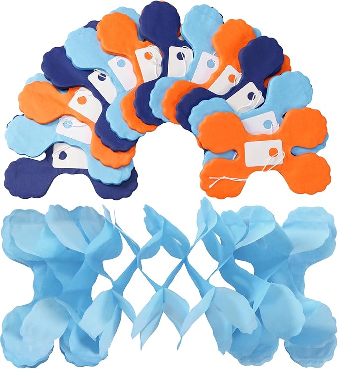Light-Navy Blue Orange Party-Decorations - 12pcs Streamers-Garland Birthday Baby Shower 4-Leaf Clover Paper Banners,Bridal Wedding Backdrop Decor Ouruola