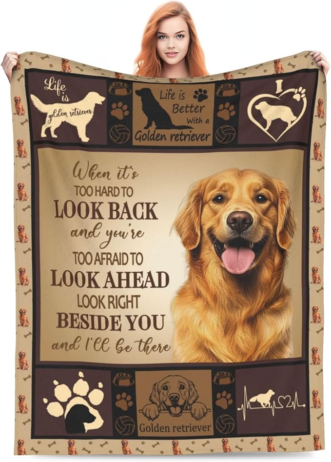 Golden Retriever Gifts Blanket, Dog Throw Blankets, Golden Retriever Gift for Women Men Boys Girls Lover Adult Cozy Fleece Flannel Bedding Stuff Animal Plush for Couch Sofa Bed Decor 80"X60"