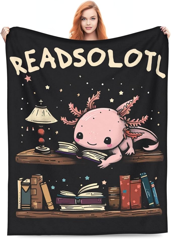 Axolotl Blanket, Axolotls Throw Blankets, Axolotl Gifts for Girls Women Boys Lover Adult Cozy Fleece Flannel Bedding Stuff Plush for Couch Sofa Bed Decor 80"X60"