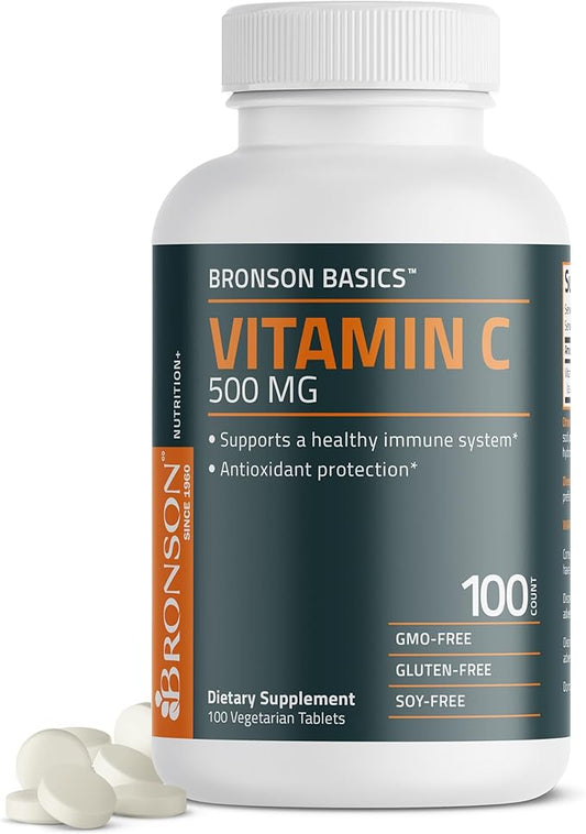 Bronson Vitamin C 500 MG Supports a Healthy Immune System & Antioxidant Protection, Non-GMO, 100 Vegetarian Tablets