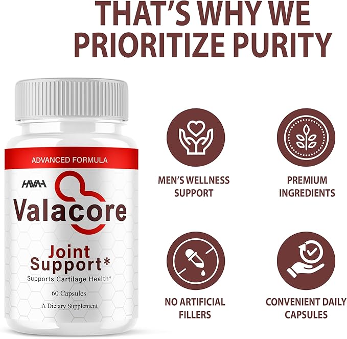 Valacore Maximum Strength Joint Support Capsules, Vala Core Daily Advanced Mobility Multivitamin Health Support Supplement, Valacore Premium Joint Support Natural Formula Pills (60 Capsules)