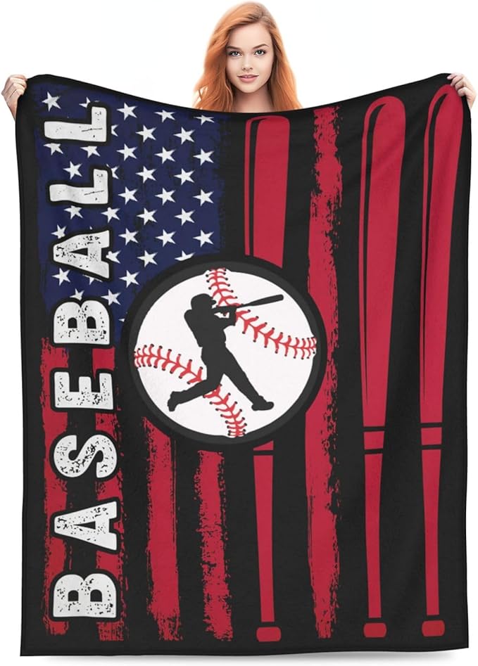 Baseball Blanket, Sports Throw Blankets, Baseball Gifts for Boys Girls Men Women Lover Adult Cozy Fleece Flannel Bedding Stuff Plush for Couch Sofa Bed Decor 80"X60"