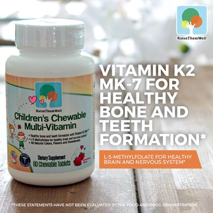 Tasty Chewable Kids Multivitamin, All-Natural Colors, Flavors & Sweeteners, Daily Essential Vitamins for Children, Easy-to-Chew Vitamins, Strawberry