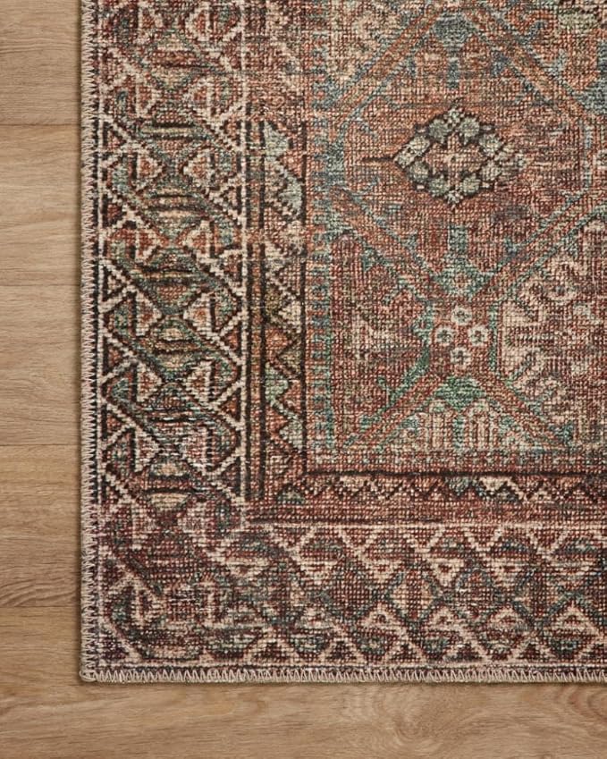 Loloi Amber Lewis Billie Collection BIL-04 Aqua/Rust 8'-6" x 11'-6", 0.19" Thick Area Rug
