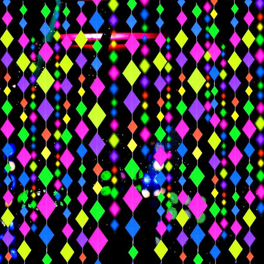 123feet UV Paper Neon Streamers & Garlands - Diamond Shape Black Light Decorations, Glow Party Favors & Supplies for Wedding & Birthday Celebrations