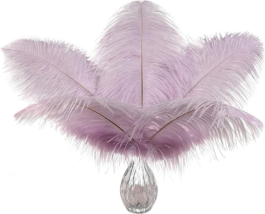 Ballinger Light Purple Ostrich Feathers - 24Pcs 10-12inch Lavender Feathers for Party Centerpieces,Flower Arrangement and Home Decor