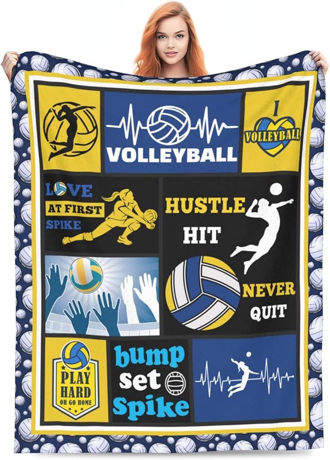 Volleyball Throw Blanket Cozy Fleece Flannel Plush Bedding Volleyball Gifts for Teen Girls Teen Team Players Women Lover Coach Adult Stuff Plush for Couch Sofa Bed Decor 50"X40"