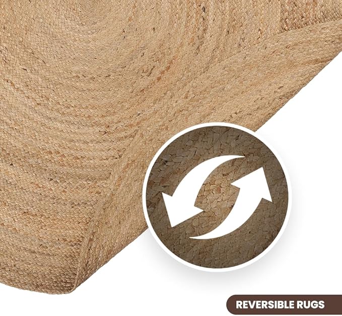 REDEARTH · Round Area Rug - 6 Feet Braided Natural Jute Rug- Artisan Made Reversible Boho Jute Rugs for Bedroom - Kitchen - Living Room - Farmhouse - Home Decor - Handmade Rustic Vintage Décor