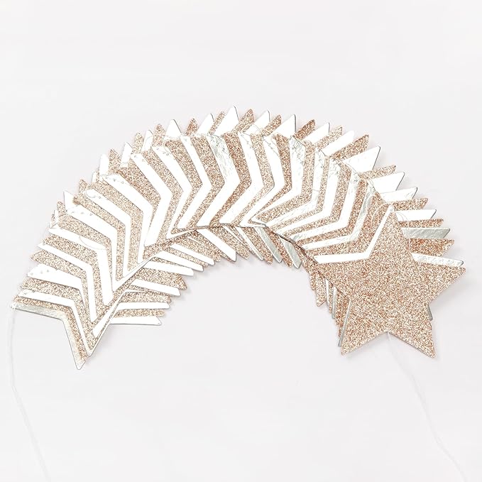 Champagne Glitter-Silver Party-Decorations Birthday Garland - 62ft Twinkle Little Star Hanging Streamers Banner,Boho Wedding Bridal Baby Shower Disco Christmas Bachelorette Engagement Decor Hugtmr