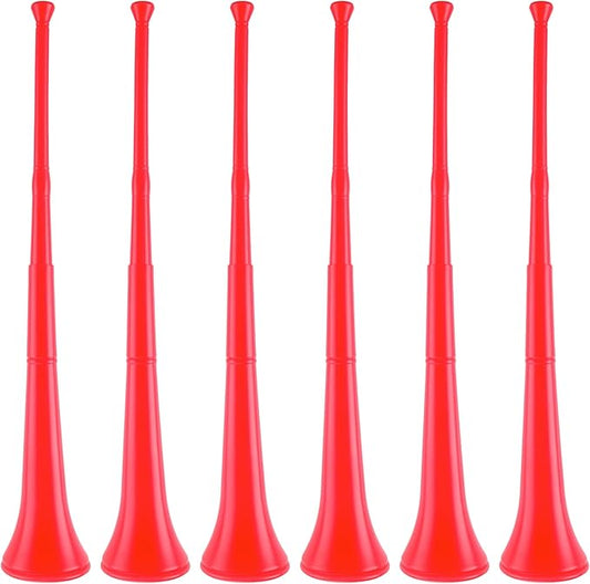 6 Pcs 28 Inch Collapsible Stadium Horn Plastic Vuvuzela Trumpet Horn Blow Noise Maker for Sporting Events Sports Themed Party Supplies (Color set 4)