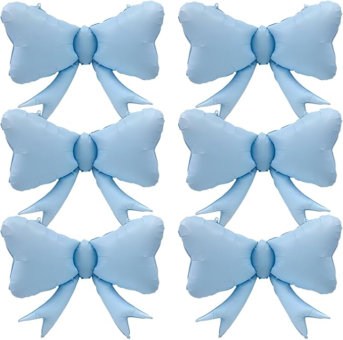 FBQ 6 Pcs Bow Balloon Macaron Blue Bow Theme Birthday Theme Baby Shower Girls Boy Party Decoration Supplies