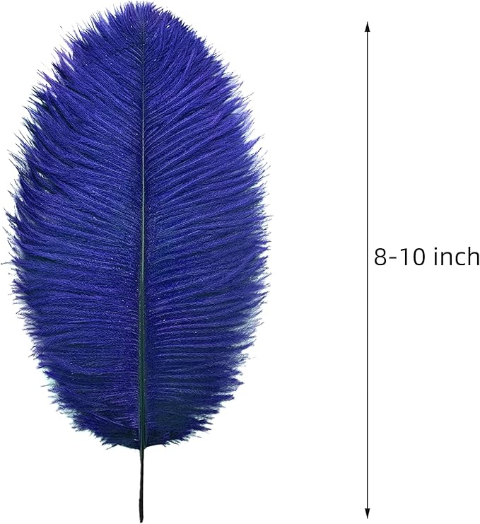 Ballinger Royal Blue Ostrich Feathers - 24Pcs 8-10inch Craft Feathers for Party Centerpieces, Flower Arrangement and Home Decor