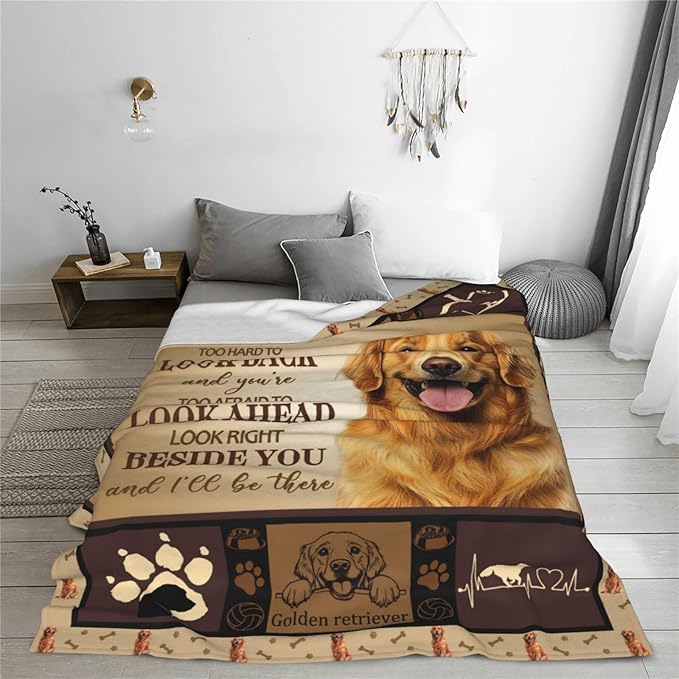 Golden Retriever Gifts Blanket, Dog Throw Blankets, Golden Retriever Gift for Women Men Boys Girls Lover Adult Cozy Fleece Flannel Bedding Stuff Animal Plush for Couch Sofa Bed Decor 50"X40"