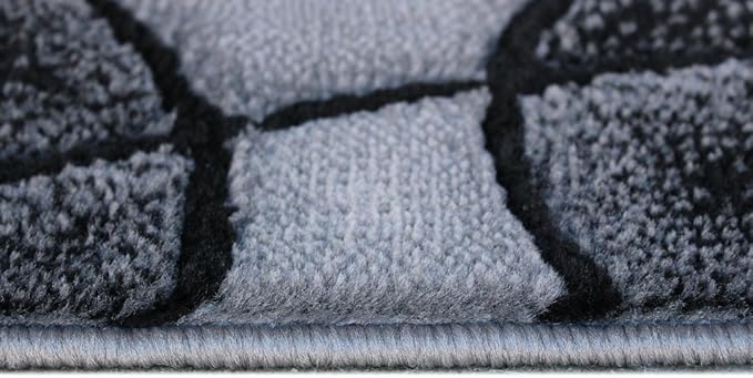 Masada Rugs, Modern Contemporary Runner Area Rug, Red Grey Black. (2 Feet X 7 Feet)