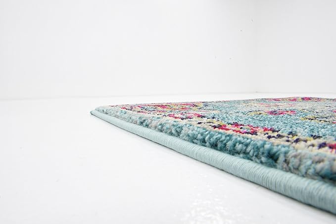 Unique Loom Medici Collection Floral Medallion Traditional Vintage Light Blue Runner Rug (2' 2 x 6' 7)