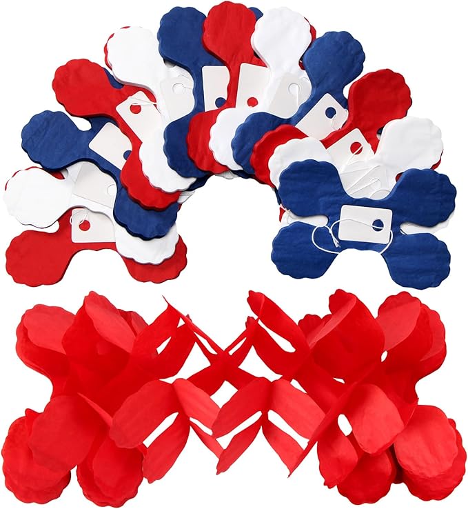 Fourth-4th of July Memorial-Day Party-Decorations - 157FT Red White Blue Patriotic Streamers Garland,Graduation Four-Leaf Clover Hanging Banner,Independence American Birthday Decor Hugtmr