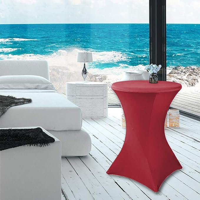 RELIANCER 1 Pack Cocktail Table Covers,30"x42" Fitted Spandex Tablecloth,Stretch Round Highboy Tables Cover,Elastic High Top Table Cloths for Outdoor Party,Wedding,Bar,Birthday,Banquet,Trade Show