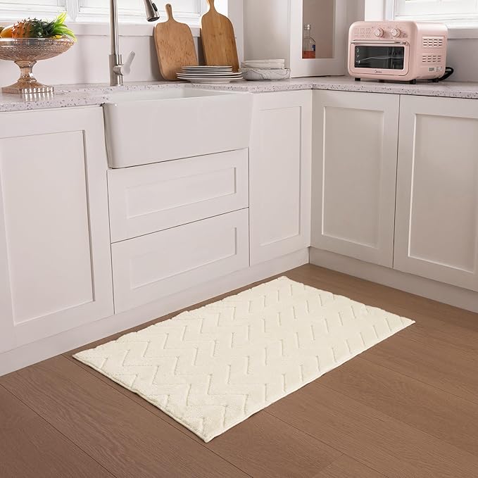 Entryway Area Rug 2X3,Washable Rugs with Non-Slip TPR Backing,Fluffy Soft Feeling,Door Mat Indoor Entrance Rug for Bedroom Hallway Kitchen Bathroom,Beige