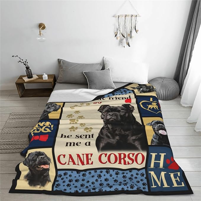 Cane Corso Gifts Blanket, Dog Throw Blankets, Cane Corso Gift for Boys Girls Men Women Lover Adult Cozy Fleece Flannel Bedding Stuff Animal Plush for Couch Sofa Bed Decor 60"X50"