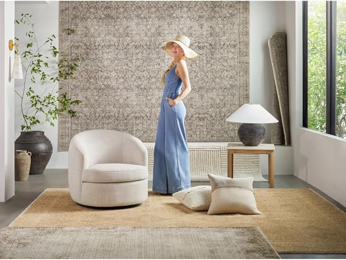 Livabliss x Galey Alix Maria Elena I Vintage Medallion Area Rug, 2'7" x 7'3" (3' x 8'), Taupe