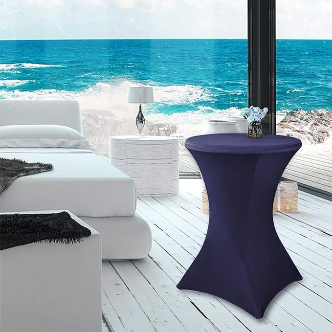 RELIANCER 1 Pack Cocktail Table Covers,36"x43" Fitted Spandex Tablecloth,Stretch Round Highboy Tables Cover,Elastic High Top Table Cloths for Outdoor Party,Wedding,Bar,Birthday,Banquet,Trade Show