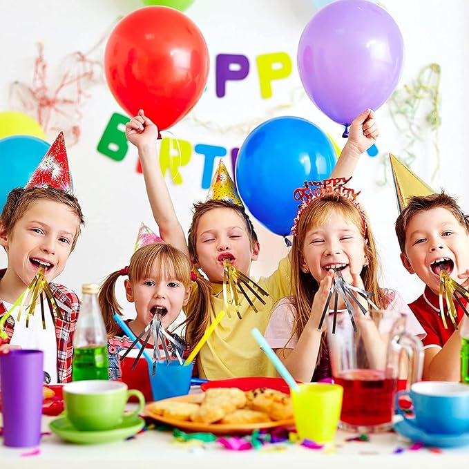 96 Pieces Gold Silver Noise Makers Glitter Noise Makers Metallic Fringed Party Blowers for Adults Birthday Graduation Sporting Events New Years Eve Party Supplies 2026