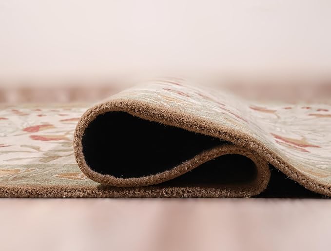 Old Hand Made Floral Bleige Tulips Traditional Oriental Woolen Area Rugs