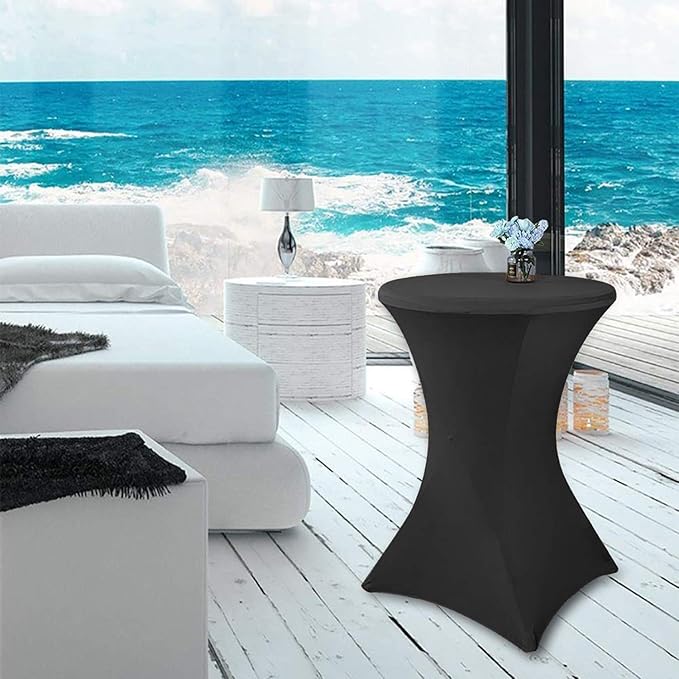 RELIANCER 1 Pack Cocktail Table Covers,30"x42" Fitted Spandex Tablecloth,Stretch Round Highboy Tables Cover,Elastic High Top Table Cloths for Outdoor Party,Wedding,Bar,Birthday,Banquet,Trade Show