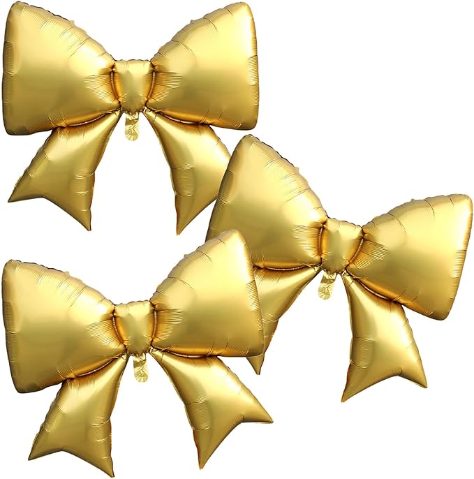 FBQ 3 Pcs Gold Bow Balloons Giant Foil Balloon Bow Theme Wedding Party Girl Birthday Decoration Supplies