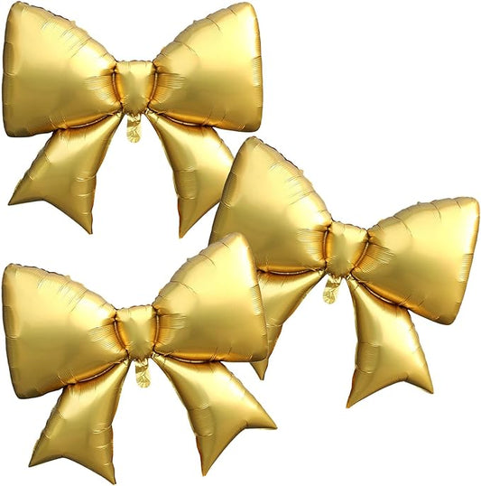 FBQ 3 Pcs Gold Bow Balloons Giant Foil Balloon Bow Theme Wedding Party Girl Birthday Decoration Supplies