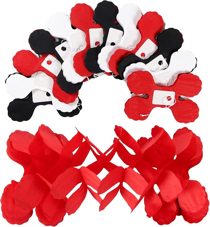 Black White-Red Party-Decorations Streamers Garland - 157Ft Graduation Four-Leaf Clover Hanging Banner,Men Boys Birthday Wedding Baby Bridal Shower Family Gathering Event Supplies Decor Hugtmr