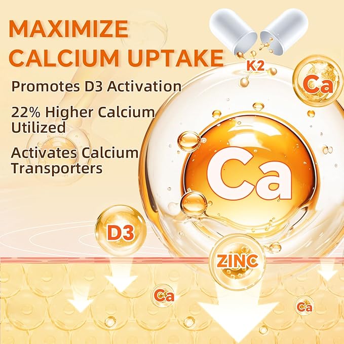 ZEBORA Vitamin D3 K2-5000 IU (125 mcg) Vitamin D & K2 (MK-7) 100 mcg with Zinc & Selenium - Maximum Absorption for Bone, Teeth, Heart & Immune Support - Gluten-Free, 120 Capsules