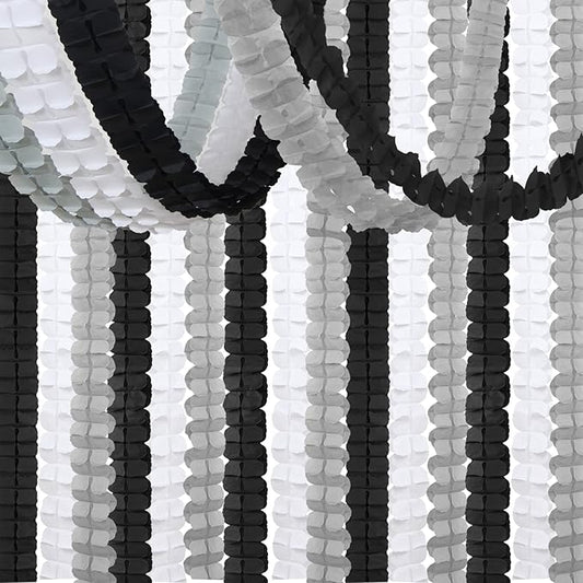 Black White-Silver Party-Decorations Streamers Garland - 157Ft Graduation Four-Leaf Clover Hanging Banner,Men Boys Birthday Engagement Wedding Baby Bridal Shower New Years Supplies Decor Hugtmr