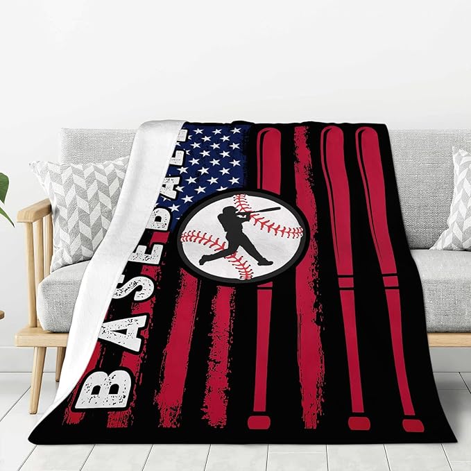 Baseball Blanket, Sports Throw Blankets, Baseball Gifts for Boys Girls Men Women Lover Adult Cozy Fleece Flannel Bedding Stuff Plush for Couch Sofa Bed Decor 60"X50"