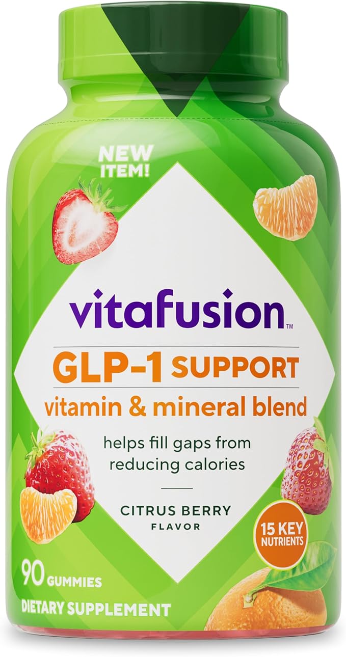 Vitafusion GLP-1 Support Multivitamin, Vitamin and Mineral Blend, 15 Essential Nutrients, Citrus Berry Flavor, 90 Count, 45 Day Supply 
