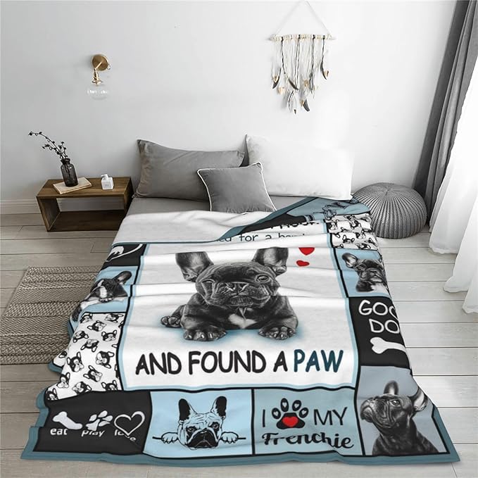 French Bulldog Blanket, Frenchie Throw Blankets, French Bulldog Gifts for Women Men Boys Girls Lover Adult Cozy Fleece Flannel Bedding Stuff Animal Plush for Couch Sofa Bed Decor 60"X50"