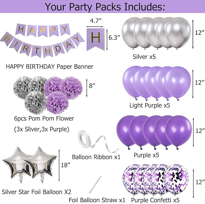 FBQ 31 Pcs Purple Happy Birthday Butterfly Balloon Kit Butterfly Theme Balloon Arch Baby Shower Party DecorationsSupplies