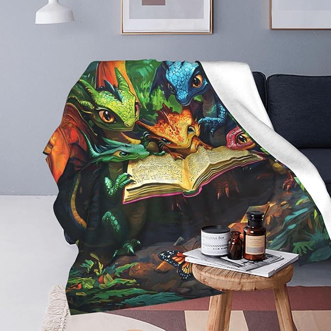 Dragon Blanket, Dragons Throw Blankets, Dragon Gifts for Boys Girls Women Men Lover Adult Cozy Fleece Flannel Bedding Stuff Animal Plush for Couch Sofa Bed Decor 60"X50"