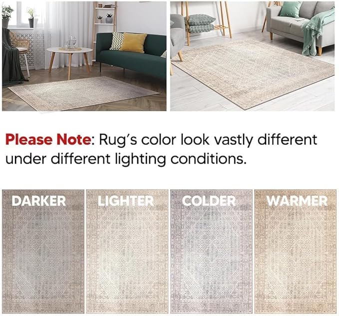 Keen Home Design 2x7 Rug - Machine Washable Runner Rug with Non-Slip Backing, Ideal for Hallway, Entryway, Kitchen, Laundry Room - Vintage, Easy Clean, Durable, Low Pile Rug - (2'6" x 7')