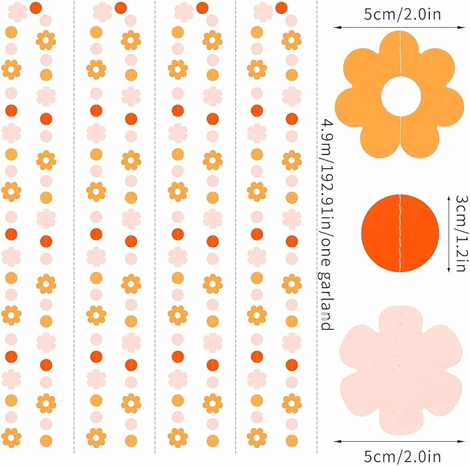 Fall-Boho Pink-Orange Thanksgiving Party-Decorations Garland - 64Ft Autumn Harvest Friendsgiving Paper Streamers Banner,Birthday Bridal Wedding Engagement Bachelorette Decor Ouruola