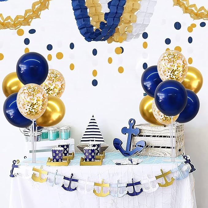 TONIFUL 4 Set Navy Blue Gold Balloon Centerpieces for Table,Balloons Stand Kit for Graduation Decorations 2026 Class of 2026 Party Decorations,New Year,Anniversary,Homecoming,Birthday Decoration