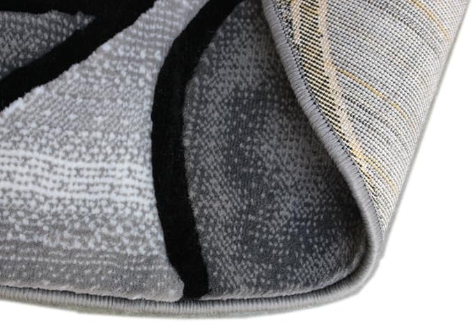 Masada Rugs, Modern Contemporary Round Area Rug, Red Grey Black. (5 Feet X 5 Feet) Round