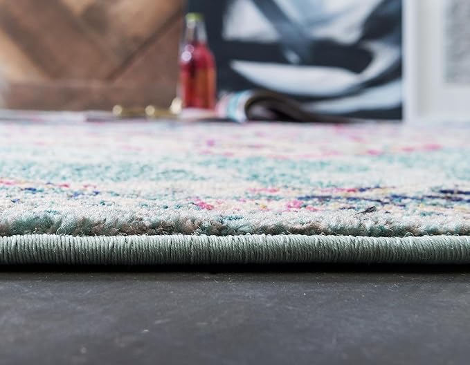 Unique Loom Medici Collection Floral Medallion Traditional Vintage Light Blue Runner Rug (2' 2 x 6' 7)