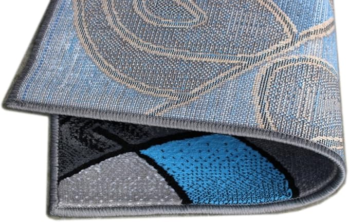 Masada Rugs, Modern Contemporary Area Rug Mat, Blue Grey Black (2 Feet X 3 Feet) Mat