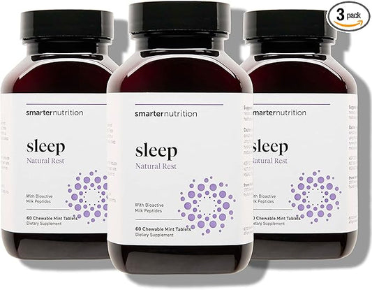 Smarter Nutrition Smarter Sleep Melatonin Dissolvable Tablets 4.5mg + Natural Clinically Proven Lactium® for Sleep & Stress Support - Mint Flavor Melatonin Tablets - Non-GMO-180 Count[90-Day Supply]