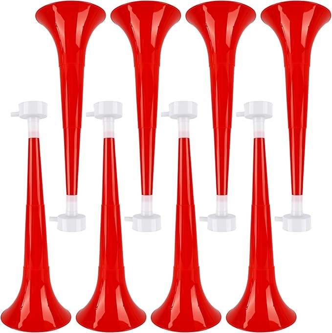 8 Pcs 10.24 Inch Collapsible Stadium Horn Plastic Vuvuzela Trumpet Horn Loud Sound Noise Maker for Sporting Events Graduation Games School Sports Party Supplies (Color Set 5)