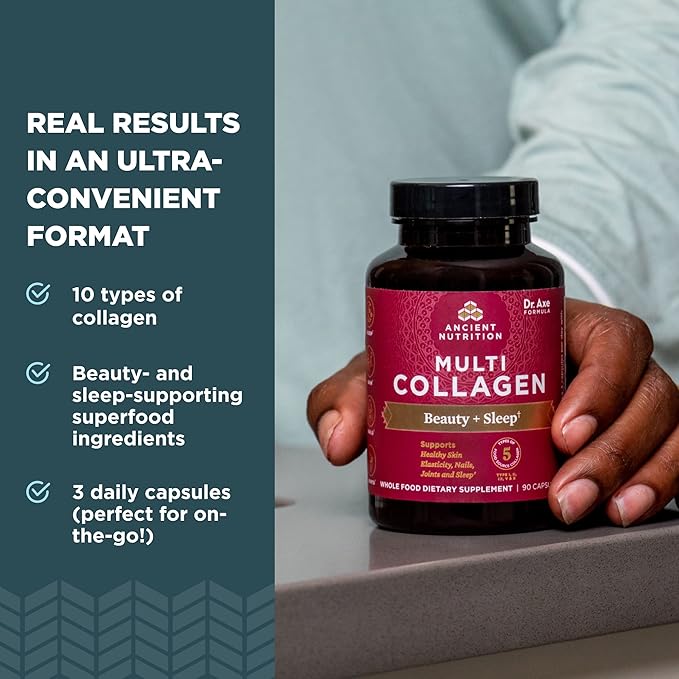 Ancient Nutrition Collagen Pills for Hair, Skin and Nails, Beauty + Sleep 90 Ct, Collagen Supplement + Magnesium, Supports Skin and Nails, Sleep, Paleo and Keto Friendly, Gluten Free
