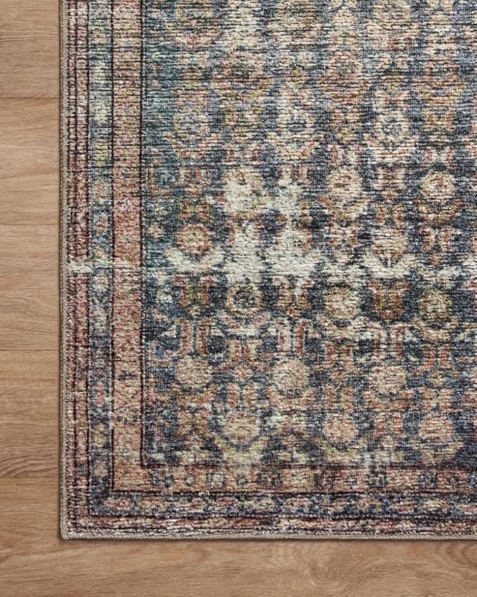 Loloi Amber Lewis Billie Collection, Ocean & Brick 10'-0" x 14'-0" Area Rug – Antique & Distressed Accent Rugs for Living Room, Bedroom, Entryway & Hallway, No Shed High Traffic Area Home Decor Rug
